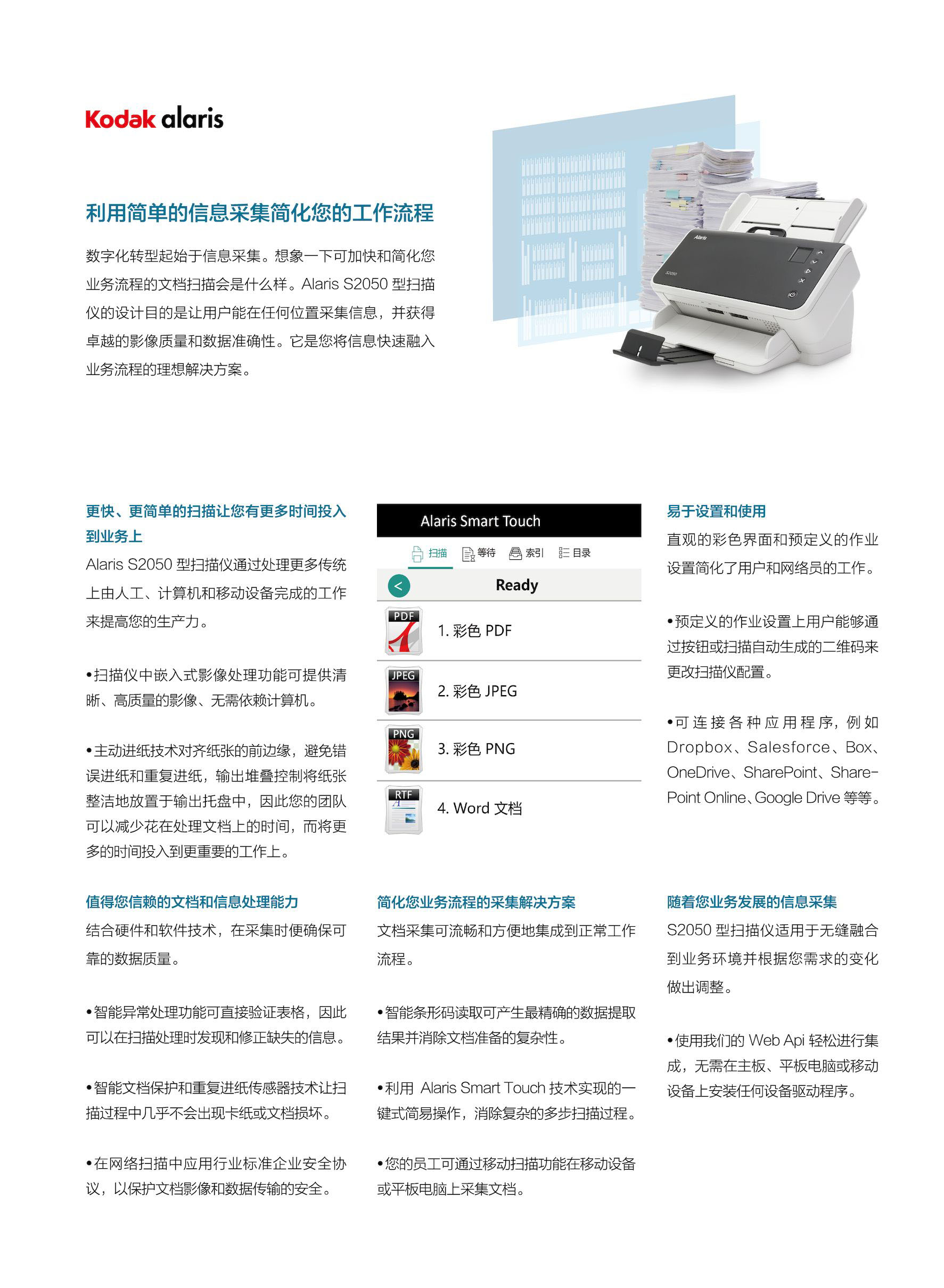 Kodak S2050 A4高速商用馈纸扫描仪插图1