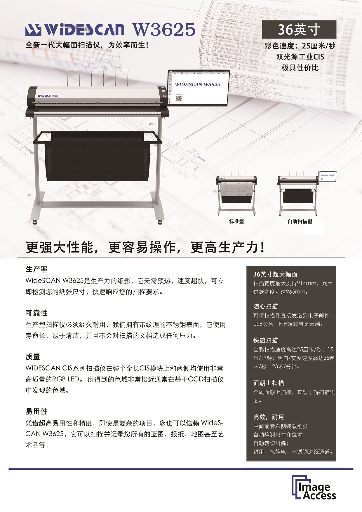 WIDESCAN W3625 36英寸CIS大幅面扫描仪插图